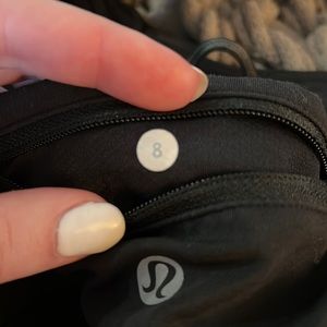 Lululemon size 8 black leggings with pockets, rouched leg
